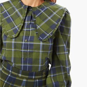 NWT We Wore What Plaid Puff Sleeve Button Down